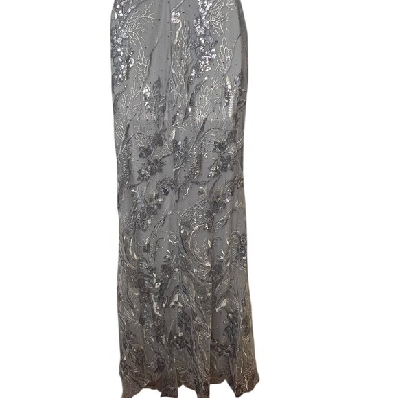 Mac Duggal Beaded Evening Gown NWT Size 6 Style 67908 Platinum - Picture 6 of 7